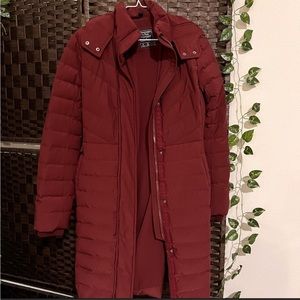 Abercrombie & Fitch Down Parka Jacket size small wine color